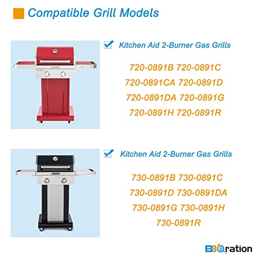 BBQration 2-Pack Stainless Steel Heat Plates Replacement Parts for Kitchen Aid 720-0891B, 720-0891R, 730-0891B, 730-0891R, 720-0891CA 730-0891H 730-0891R and More