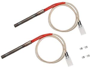 qulimetal replacement hot rod ignitor kit for traeger wood pellet grills, traeger replacement parts hot rod/grill igniter – 2 sets of durable hot rod ignitor with 2 fuses