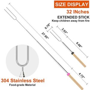 Amestar 12 Pack Marshmallow Roasting Sticks Telescoping Rotating Smores Skewers Hot Dog - 32 inches -Extendable Smores Sticks Forks for fire Pit, Campfire, Camping, Bonfire and Grill