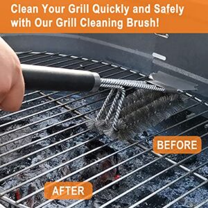 POLIGO 5PCS BBQ Grill Accessories Set in Carrying Bag Bundle with Safe Stainless Steel Wire Grill Brush and Scraper for All Barbecue Grills - Ideal Birthday Father's Day Grilling Gifts for Men Dad