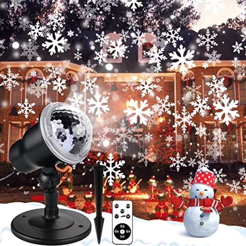 Christmas Snowflake Projector Lights Outdoor Led Snowfall Show with Remote Control Waterproof Landscape Decorative Lighting for Christmas Holiday Party Wedding Garden Patio