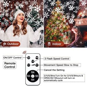 Christmas Snowflake Projector Lights Outdoor Led Snowfall Show with Remote Control Waterproof Landscape Decorative Lighting for Christmas Holiday Party Wedding Garden Patio