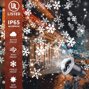 Christmas Snowflake Projector Lights Outdoor Led Snowfall Show with Remote Control Waterproof Landscape Decorative Lighting for Christmas Holiday Party Wedding Garden Patio