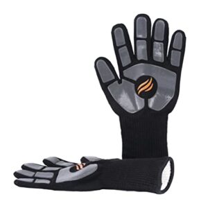 Blackstone 5558 Griddle Gloves with Silicone Palm Pads - Heat Resistant up to 500 Degrees, Easy Grip for Indoor and Outdoor Cooking, Grilling, Baking, Fire Pit, Fryer, Oven, One Size, Black/Grey