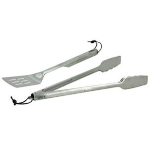 Weber 8302 2-Piece Basic Barbecue Cutlery Set, Stainless Steel, Barbecue Tongs and Spatula