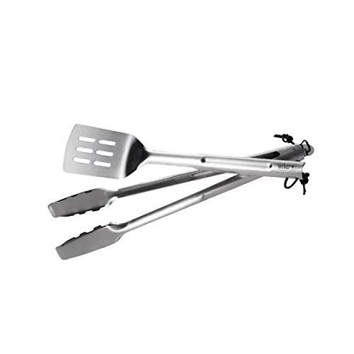 Weber 8302 2-Piece Basic Barbecue Cutlery Set, Stainless Steel, Barbecue Tongs and Spatula