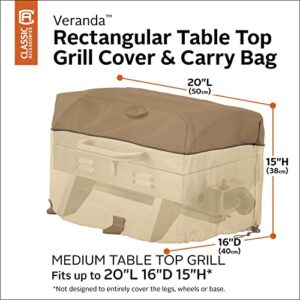 Classic Accessories Veranda Water-Resistant 20 Inch Rectangular Table Top Grill Cover