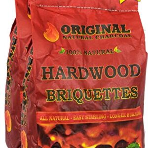 Original Natural Charcoal Hardwood Briquettes 2 X 100% Premium All-Natural Pillow Shaped Charcoals - Lights Easy, Burns Quickly, Adds Extra Flavor to Meats (7.07 lb.)