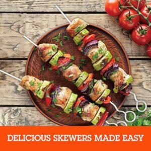 Camerons BBQ Skewer Rack Set - Includes Detachable Handle & 4 Non-Stick Stainless Steel Skewers for Grilling Barbecue Shish Kabobs, Meat, Vegetables & More - Great Father's Day Grilling Gift for Dad