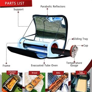 Portable Solar Oven BBQ Cooker, Solar Stove Cooker with 4.5L Large Capacity, Solar Oven Sun Cooker Foldable Camping Stove with Thermometer for Outdoor Camping Backpacking Hiking Familiy Party