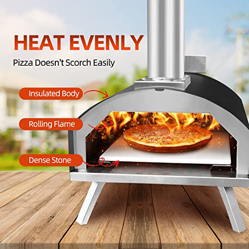 Naimci portable stainless steel pizza oven,Wood Fired Pizza Oven for Outside,Insulated, Refractory Dome Home Pizza Ovens, Ideal For Any Outdoor Kitchen,Versatile Pizza Cooker, Grill