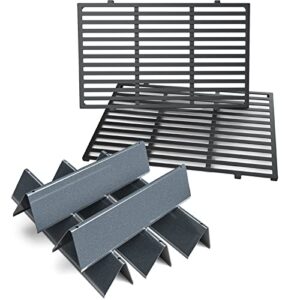 hisencn 7636 15.3 inch flavorizer bars and 7638 7639 17.5 inch cast iron grates for weber spirit i & ii 300 series, spirit e310 e320 e330 s310 s320 s330 gas grills with front control knobs, 16ga