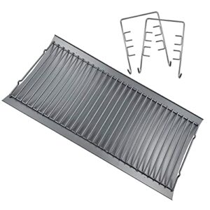 moasker 27 inch ash pan replacement parts for char griller 1224, 1324, 2121, 2222, 2727 and charbroil grills, charcoal tray with 2pcs fire grate hanger set