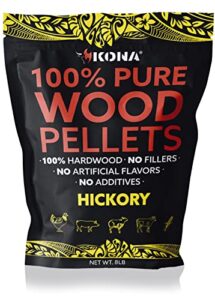 kona 100% hickory smoker pellets, intended for ninja woodfire outdoor grill, 8 lb resealable bags