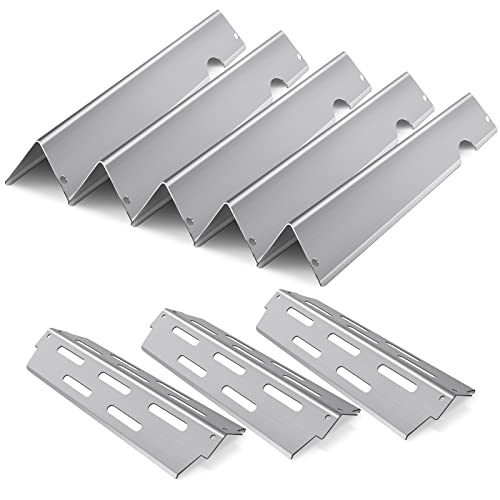 Secbinw Flavorizer Bars Applicable to Weber Genesis II 300 Series, ii 310, ii 330, ii S310, 66033, 66796, 66041, Gas Grill Stainless Steel Seasoning Stick Heat Deflector Barbecue Accessories (3+5)