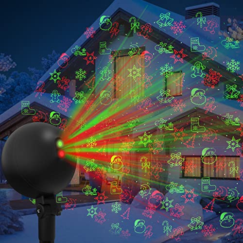 Christmas Lights Projector Laser Light Xmas Spotlight Projectors Waterproof Outdoor Landscape Spotlights for Holiday Halloween Yard Decorations (Multi-Colored)