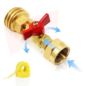 longads 1lb propane tank adapter with valve, 20lb to 1lb propane adapter for 1lb/16.4oz disposable throwaway cylinder, hook up small propane tanks when 20lb ran out, solid brass