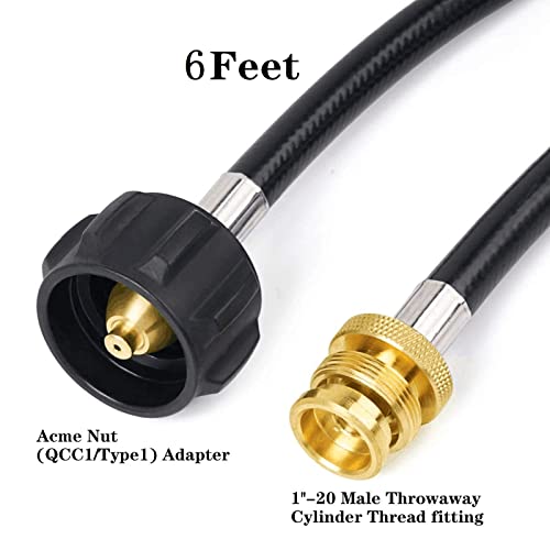 MOFLAME 6Feet Propane Adapter Hose 1 lb to 20 lb Converter for Coleman Propane Stoves, Fold N Go Stoves to Connect 5lb -20 lb Large Propane Tank, Not Fit for Coleman Roadtrip LXE Grills
