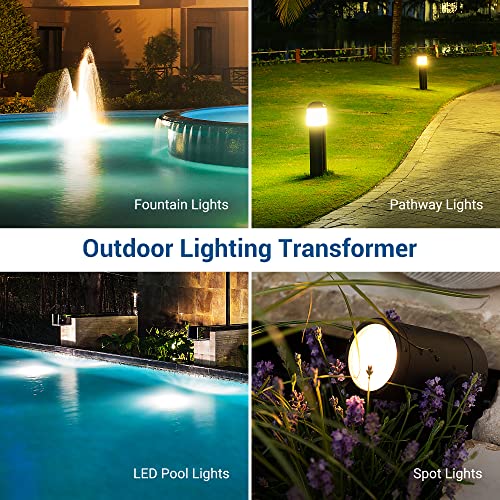 DEWENWILS 200W Low Voltage Landscape Transformer, Pool Light Transformer 120V to 12V/13V/14V AC, Transformer for Swimming Lighting, Spa & Fountain Lights, Outdoor Use, Waterproof, ETL Listed