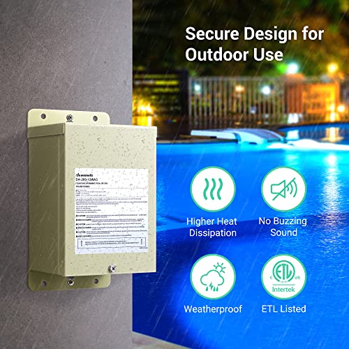 DEWENWILS 200W Low Voltage Landscape Transformer, Pool Light Transformer 120V to 12V/13V/14V AC, Transformer for Swimming Lighting, Spa & Fountain Lights, Outdoor Use, Waterproof, ETL Listed