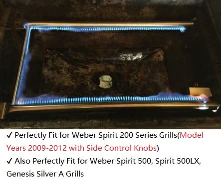 GasSaf Burner Tube Set Replacement for Weber 7507, Spirit S-200, S-210, E-200, E-210, Spirit 500, Spirit 500LX, Genesis Silver A Grill Parts, 27 inch 304 Stainless Steel Gas Grill Burner Tube Kit