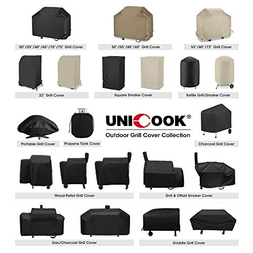 Unicook Heavy Duty Waterproof Barbecue Gas Grill Cover, 75-inch XX-Large BBQ Cover, Special Fade and UV Resistant, Durable and Convenient, Fits Grills of Weber Char-Broil Nexgrill Brinkmann and More