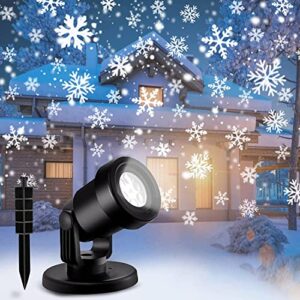 eletecpro christmas projector lights outdoor, ip44 waterproof white snow led snowflake projector lights christmas snowfall lights, upgrade 180° rotating holiday lights
