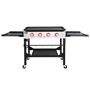 royal gourmet gb4000f 36-inch flat top gas griddle, 4-burner propane bbq griddle with top cover lid, folding side shelves and legs for large outdoor camping, black
