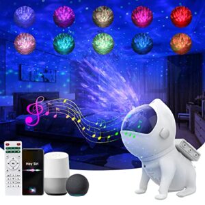 Alexa Galaxy Projector Space Dog with 360 ° Adjustable Design, Smart Star Projector Work with Google Siri, Proyector de Estrellas Astronauta Perro w/ 8 White Noises, Bluetooth Speaker, Timer