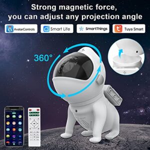 Alexa Galaxy Projector Space Dog with 360 ° Adjustable Design, Smart Star Projector Work with Google Siri, Proyector de Estrellas Astronauta Perro w/ 8 White Noises, Bluetooth Speaker, Timer