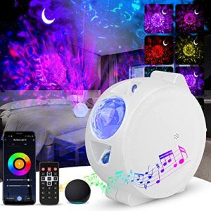 star projector, 4 in 1 galaxy light projector with remote & voice control, 18 lighting effects starry sky projector lights with bluetooth speaker for bedroom, home theater, gaming room decoration