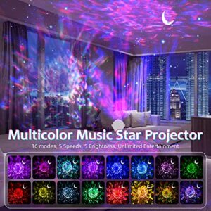 Star Projector, 4 in 1 Galaxy Light Projector with Remote & Voice Control, 18 Lighting Effects Starry Sky Projector Lights with Bluetooth Speaker for Bedroom, Home Theater, Gaming Room Decoration