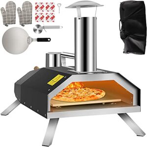 vevor portable pizza oven, 12″ pellet pizza oven, stainless steel pizza oven outdoor, wood burning pizza oven w/foldable feet portable wood oven w/complete accessories & pizza bag for outdoor cooking