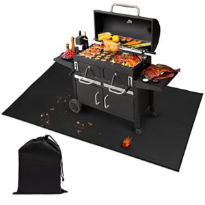 grill mats for outdoor grill – 40 x 50 inch fireproof pit mat protects decks and patio – oil-proof & waterproof grill pad for fire pit