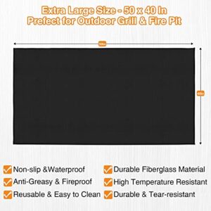 Grill Mats for Outdoor Grill - 40 x 50 Inch Fireproof Pit Mat Protects Decks and Patio - Oil-Proof & Waterproof Grill Pad for Fire Pit