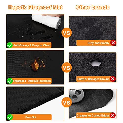 Grill Mats for Outdoor Grill - 40 x 50 Inch Fireproof Pit Mat Protects Decks and Patio - Oil-Proof & Waterproof Grill Pad for Fire Pit