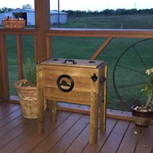 Rustic Outdoor Beverage Cooler for Patio - 45 Qt. - Rustic Brown - Backyard Expressions