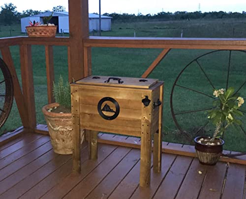 Rustic Outdoor Beverage Cooler for Patio - 45 Qt. - Rustic Brown - Backyard Expressions