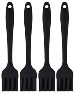 pastry brush-silicone basting brush for cooking,heat resistant food brush for bbq,food grade silicone brush for grill baking/spreading marinade/sauce/oil/egg/kitchen brushes for cooking(4 pc,black)