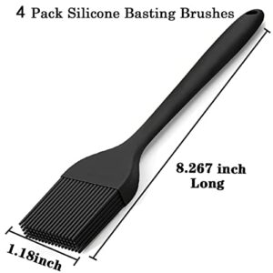 Pastry Brush-Silicone Basting Brush for Cooking,Heat Resistant Food Brush for BBQ,Food Grade Silicone Brush for Grill Baking/Spreading Marinade/Sauce/Oil/Egg/Kitchen Brushes for Cooking(4 Pc,Black)