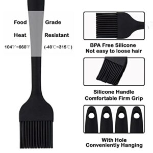 Pastry Brush-Silicone Basting Brush for Cooking,Heat Resistant Food Brush for BBQ,Food Grade Silicone Brush for Grill Baking/Spreading Marinade/Sauce/Oil/Egg/Kitchen Brushes for Cooking(4 Pc,Black)