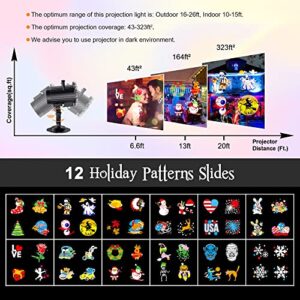 Holiday Projector Lights Outdoor, Holiday Decor Lights, 12 HD Slideshows for Valentines Christmas Holiday Birthday Xmas Party Landscape Decorations