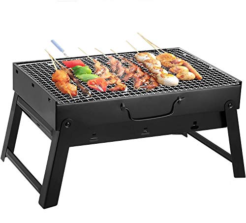 Barbecue Charcoal Grill Stainless Steel Folding Portable BBQ Tool Kits for Outdoor Cooking Camping Hiking Picnic Patio Smokers