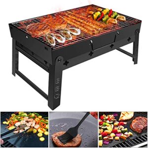 Barbecue Charcoal Grill Stainless Steel Folding Portable BBQ Tool Kits for Outdoor Cooking Camping Hiking Picnic Patio Smokers