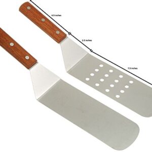 Ifavor123 Set of 2 Grilling Spatulas for BBQ Use Indoor Outdoor Stainless Steel Grill Cooking Turners