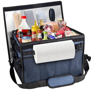 large grill and picnic caddy picnic basket for griddle/ bbq rganizer store all tools accessories,collapsible and easy carry griddle caddy for family outdoor,camper,travel,car,rv