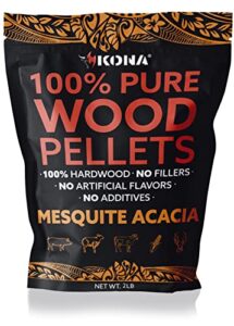 kona 100% mesquite smoker pellets, intended for ninja woodfire outdoor grill, 2 lb resealable bag