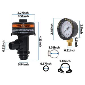 TIROAR 98209800 Manual Air Relief Valve with Pressure Gauge Replacement for Pentair Pool and Spa Filter (2Pack)