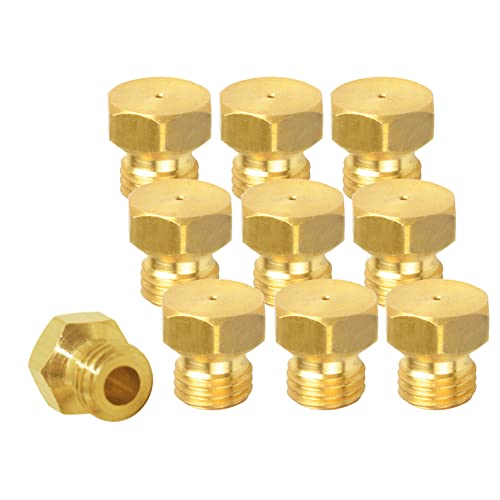 Joywayus Brass Jet Nozzle Thread M6x0.75mm Hole 0.5mm Propane LPG Gas Pipe Water Heater DIY Burner Parts (Pack of 10)