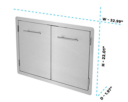 AdirHome 33" Stainless Steel Grill Double Access Double-Face Door With Towel Holder - Easy Install Heavy Duty Stainless Steel Rust Resistant Access Door with Chromium Plated Handle (Horizontal Handle)